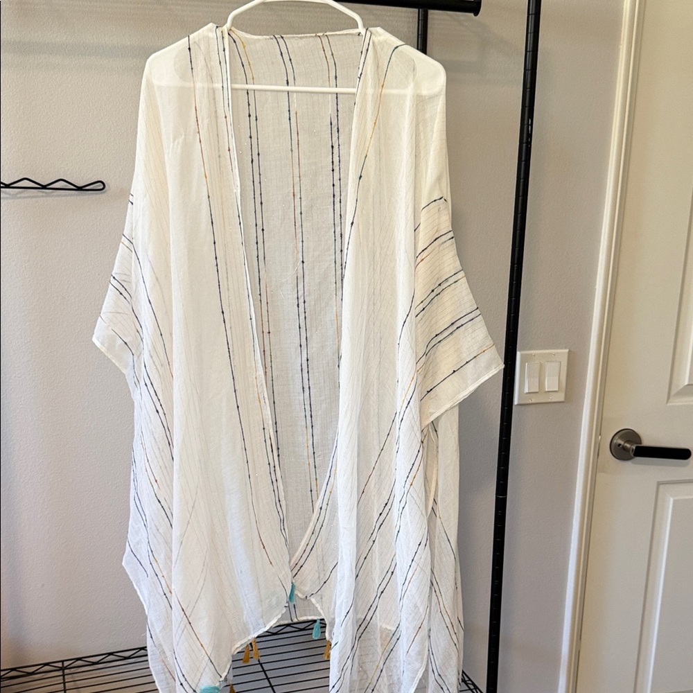 Source Unknown White Striped Kimono